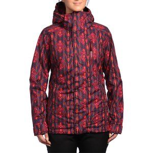 BURTON HORIZON Jacket Coat Parka Hooded Snowboard Ski Winter Red Nouveau Print S